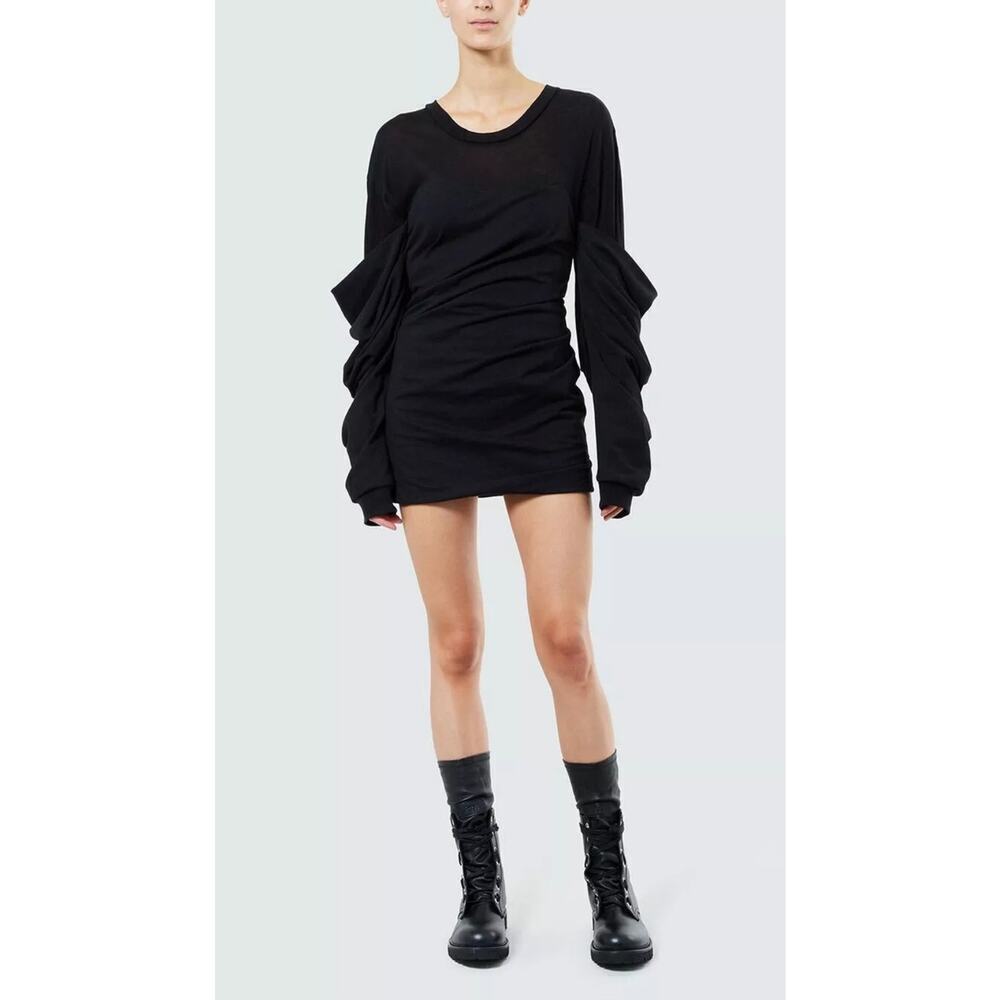 NWT RtA Indya Ruched Back Zip Dress Black Size XS Goth Witchy LBD Baddie Grunge